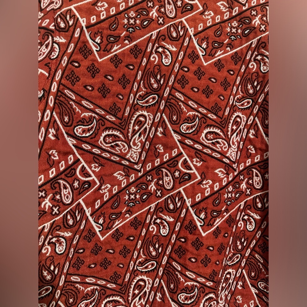 Rare Retro 90s Bandana Print Jacket Rust Red Western maximalist Rodeo small - Picture 4 of 13